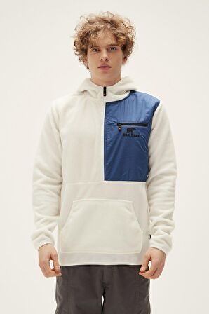 Lizard Half-Zip Off-White Beyaz Yarım Fermuarlı Erkek Polar Sweatshirt