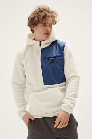 Lizard Half-Zip Off-White Beyaz Yarım Fermuarlı Erkek Polar Sweatshirt