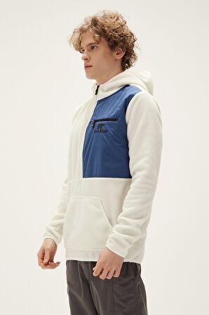 Lizard Half-Zip Off-White Beyaz Yarım Fermuarlı Erkek Polar Sweatshirt