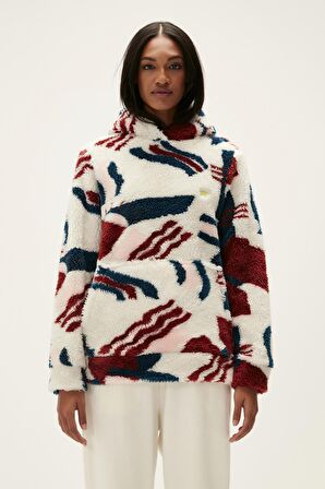 Mina Plush Hoodie Off-White Beyaz Peluş Kadın Kapüşonlu Sweatshirt