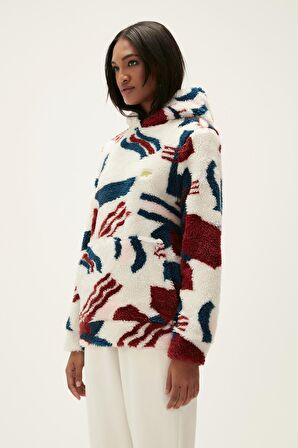 Mina Plush Hoodie Off-White Beyaz Peluş Kadın Kapüşonlu Sweatshirt