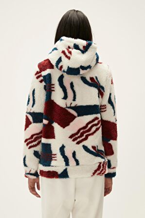 Mina Plush Hoodie Off-White Beyaz Peluş Kadın Kapüşonlu Sweatshirt