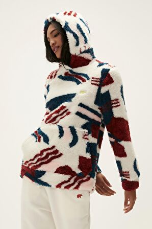 Mina Plush Hoodie Off-White Beyaz Peluş Kadın Kapüşonlu Sweatshirt
