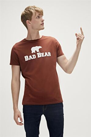 Bear Tee T-Shirt Woody Kahverengi Logo Baskılı Erkek Tişört 