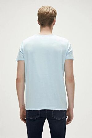 Bear Tee T-Shirt Gök Mavi Logo Baskılı Erkek Tişört 