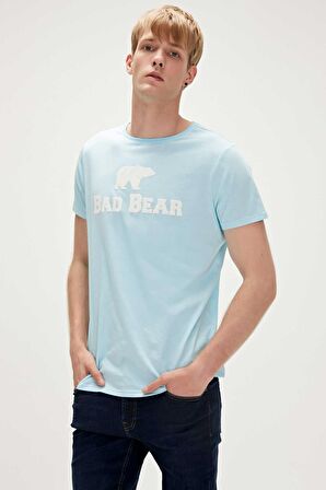 Bear Tee T-Shirt Gök Mavi Logo Baskılı Erkek Tişört 
