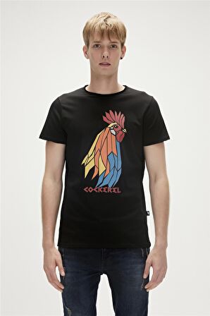 Bad Bear Baskılı Siyah Erkek T-Shirt 23.01.07.012_COCKEREL T-SHIRT