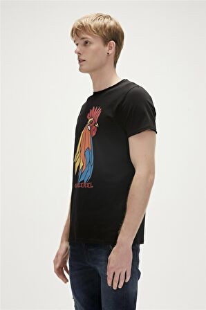 Bad Bear Baskılı Siyah Erkek T-Shirt 23.01.07.012_COCKEREL T-SHIRT