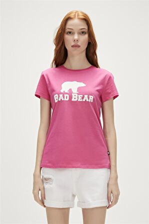 Logo Tee T-Shirt Fuşya Pembe Baskılı Kadın Tişört