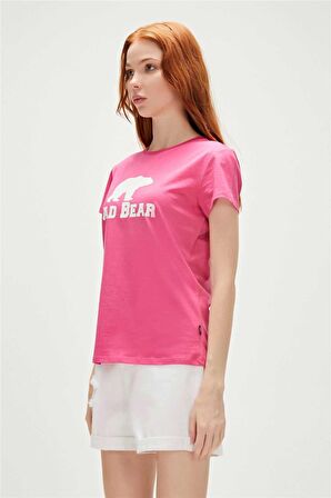 Logo Tee T-Shirt Fuşya Pembe Baskılı Kadın Tişört