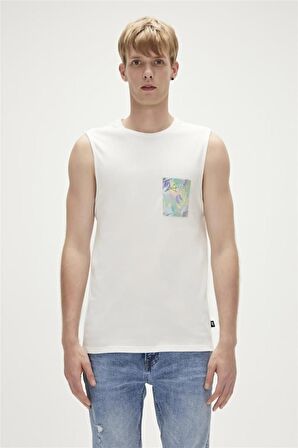 Monstera Tank-Top Off-White Beyaz Desenli Erkek Atlet