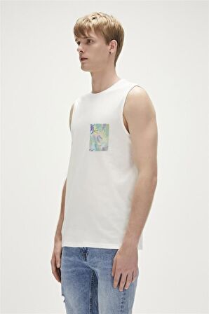 Monstera Tank-Top Off-White Beyaz Desenli Erkek Atlet