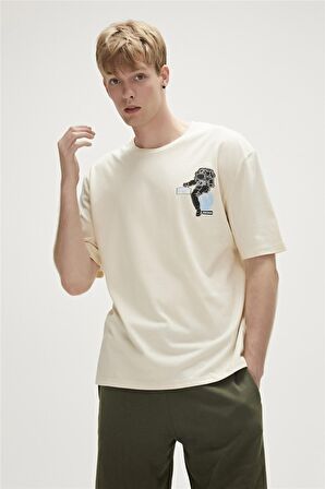 Bad Bear Baskılı Beyaz Erkek T-Shirt 23.01.07.002_RE-LIFE T-SHIRT