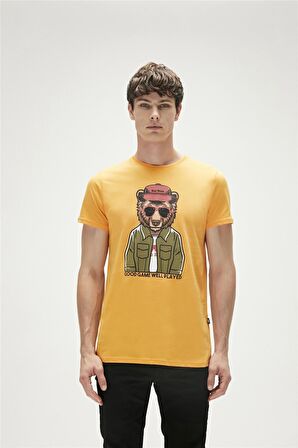 Bad Bear Baskılı Hardal Erkek T-Shirt 23.01.07.009_GOOD GAME t-shirt