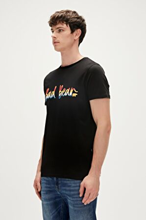 Manuscript T-Shirt Siyah Baskılı Erkek Tişört 