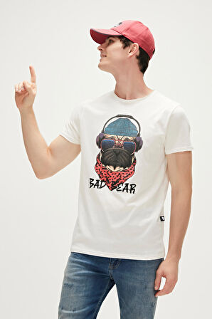 Bad Bear Baskılı Beyaz Erkek T-Shirt 23.01.07.010_RECKLESS T-SHIRT