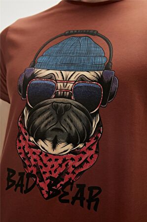 Bad Bear Baskılı Kahve Erkek T-Shirt 23.01.07.010_RECKLESS T-SHIRT