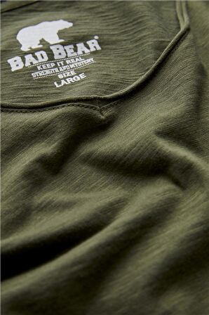 Bad Bear V-Neck T-Shirt Haki Yeşil Basic Erkek Tişört