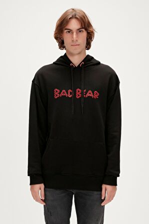 3D Bad Hoodie Siyah Kapüşonlu Erkek Sweatshirt