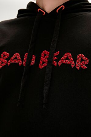 3D Bad Hoodie Siyah Kapüşonlu Erkek Sweatshirt