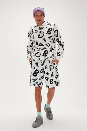 Bling Hoodie Off-White Beyaz  Kapüşonlu Erkek Sweatshirt
