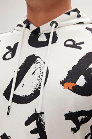 Bling Hoodie Off-White Beyaz  Kapüşonlu Erkek Sweatshirt