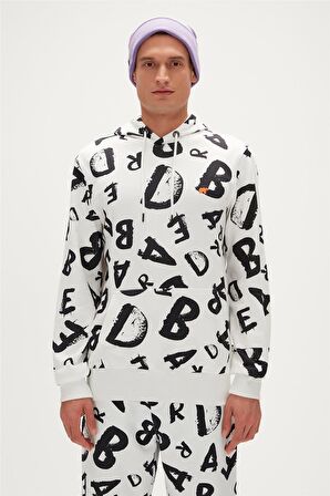 Bling Hoodie Off-White Beyaz  Kapüşonlu Erkek Sweatshirt