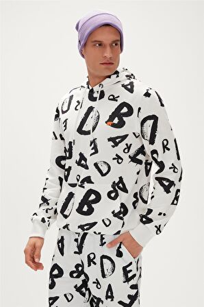 Bling Hoodie Off-White Beyaz  Kapüşonlu Erkek Sweatshirt