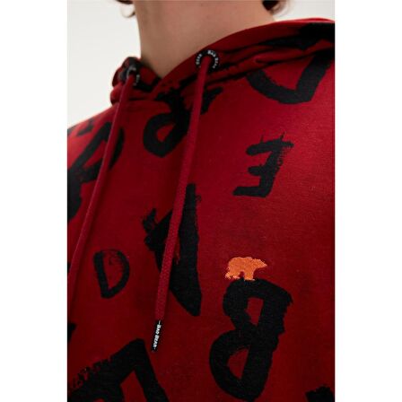 Bling Hoodie Maroon Bordo  Kapüşonlu Erkek Sweatshirt