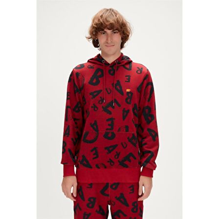 Bling Hoodie Maroon Bordo  Kapüşonlu Erkek Sweatshirt