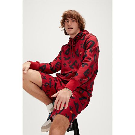 Bling Hoodie Maroon Bordo  Kapüşonlu Erkek Sweatshirt