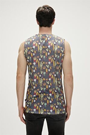 Areole Tank-Top Antrasit Tarçın Desenli Erkek Atlet