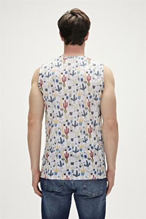 Areole Tank-Top Off-White Beyaz Desenli Erkek Atlet
