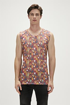 Areole Tank-Top Ginger Tarçın Desenli Erkek Atlet