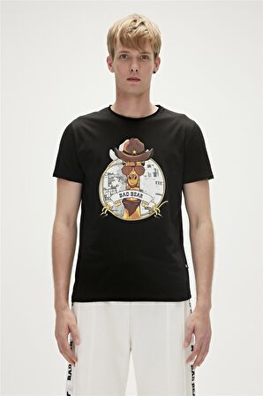 Bad Bear Baskılı Siyah Erkek T-Shirt 23.01.07.036_GIRAFFE T-SHIRT