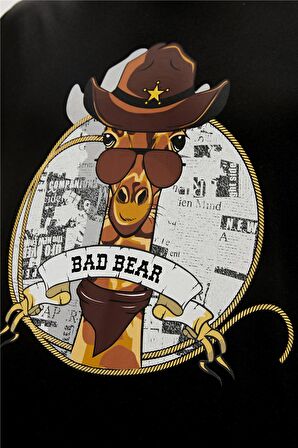 Bad Bear Baskılı Siyah Erkek T-Shirt 23.01.07.036_GIRAFFE T-SHIRT