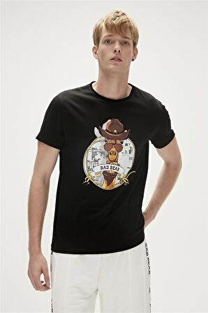 Bad Bear Baskılı Siyah Erkek T-Shirt 23.01.07.036_GIRAFFE T-SHIRT
