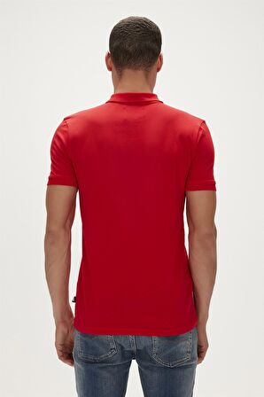 Cord Crimson Red Kırmızı Polo Yaka Fermuarlı Erkek T-Shirt