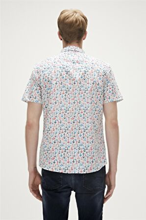 Anchor Shirt Beyaz Kollu Baskılı Erkek Gömlek