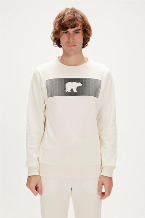 Fancy Crewneck Marshmallow Beyaz 3D Baskılı Erkek Sweatshirt