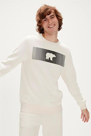 Fancy Crewneck Marshmallow Beyaz 3D Baskılı Erkek Sweatshirt