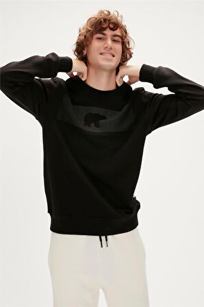 Fancy Crewneck Midnight Siyah 3D Baskılı Erkek Sweatshirt