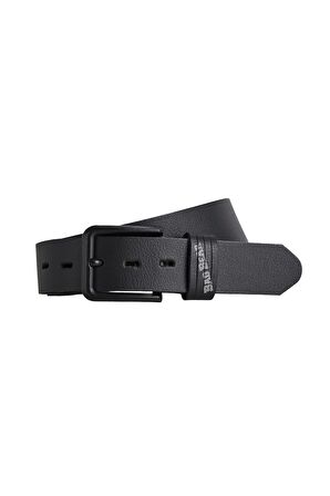 Sliced Belt Siyah Deri Erkek Kemer 