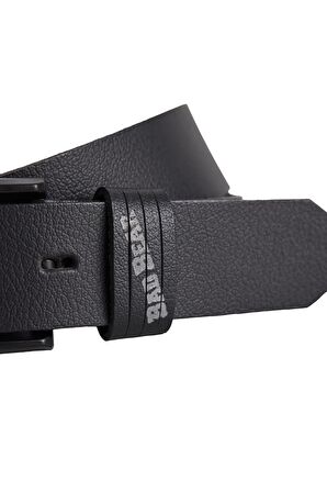 Sliced Belt Siyah Deri Erkek Kemer 