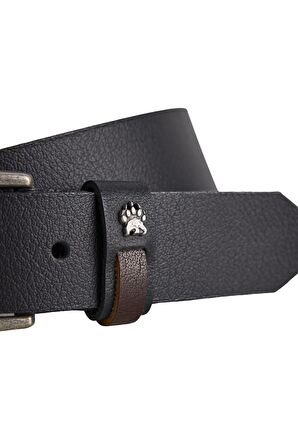 Claw Print Belt Siyah Deri Erkek Kemer
