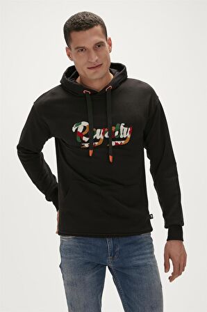 Royalty Hoodie Siyah Kapüşonlu Erkek Sweatshirt