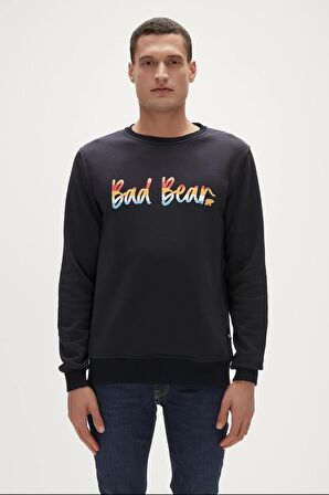 Manuscript Crewneck Siyah Erkek Sweatshirt