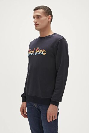 Manuscript Crewneck Siyah Erkek Sweatshirt