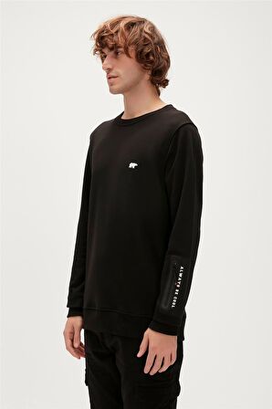Be Cool Crewneck Siyah Baskılı Erkek Sweatshirt