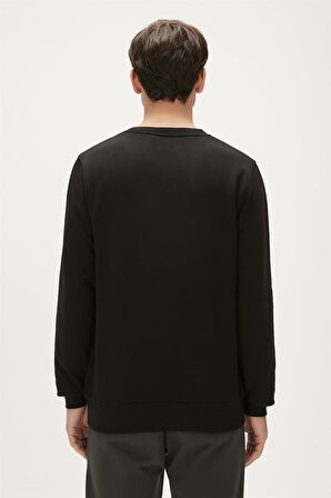 Re-Bamboo Crewneck Siyah Baskılı Erkek Sweatshirt